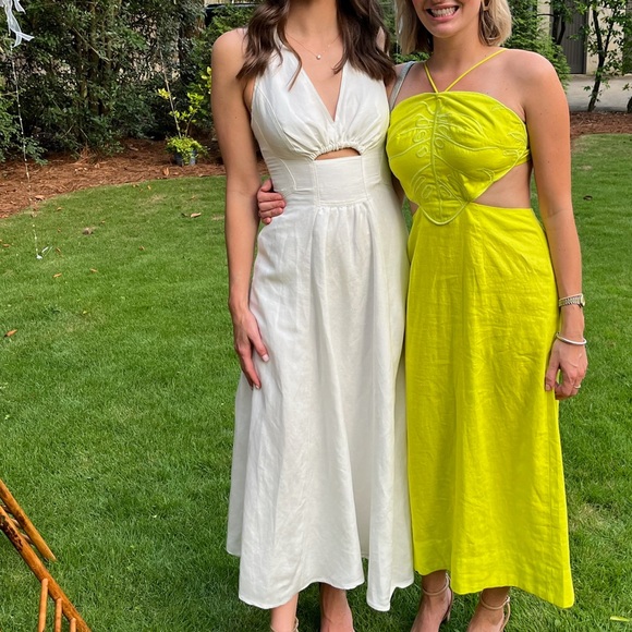 SOLD C/meo New Direction Linen-Blend Midi White Dress (XS). Engagement - Picture 3 of 9